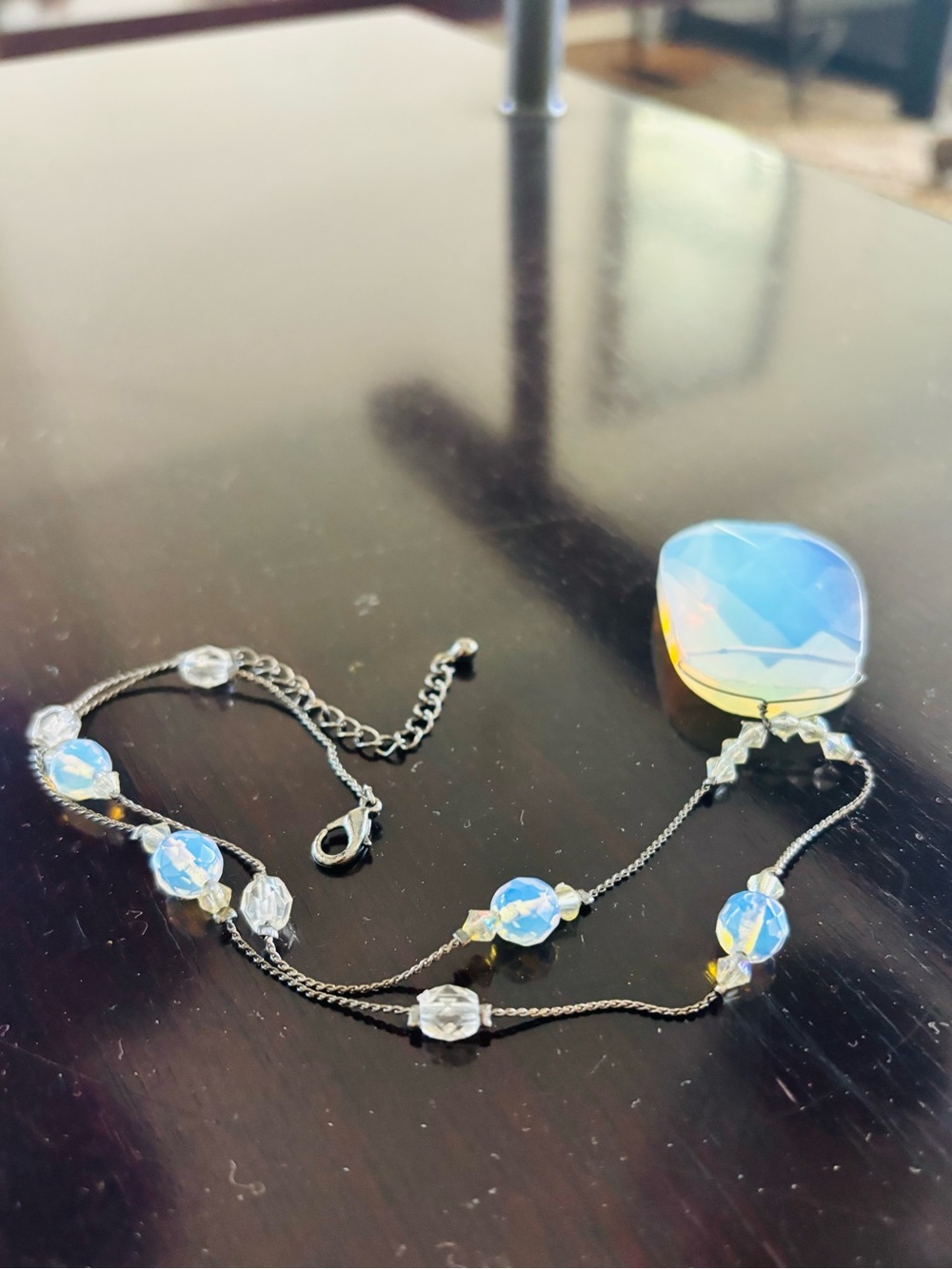 Necklace Moonstone Glass Opalite Sea Opal - Picture 3 of 14